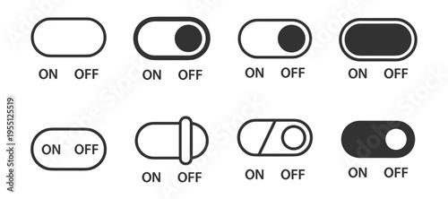 set of toggle switch icons on transparent background