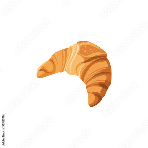 Deliciously baked golden brown croissant illustration, a classic French breakfast pastry or sweet treat, ready to be enjoyed as a perfect culinary delight