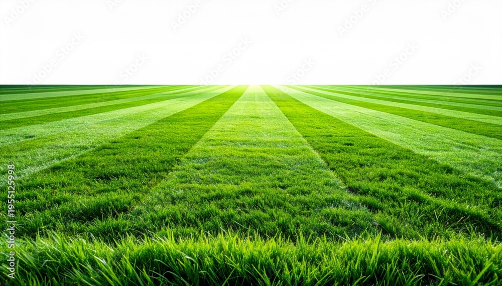Obraz premium Vibrant Green Sports Field with Perfectly Striped Lawn and Bright Sunlight