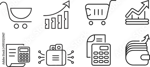 Big collection of line style icons. Trendy vector symbols for business, ecommerce, finance and accounting design projects..