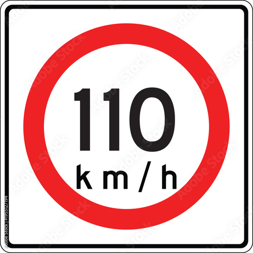Mexico 110 km per hr Maxima Speed Limit Sign