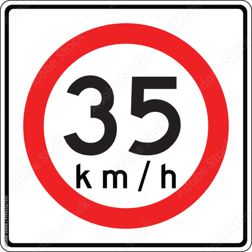Mexico 35 km per hr Maxima Speed Limit Sign