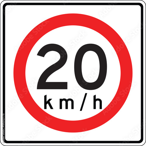 Mexico 20 km per hr Maxima Speed Limit Sign