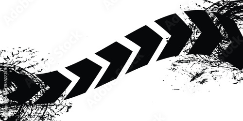 White background with grunge black tire tracks. modern