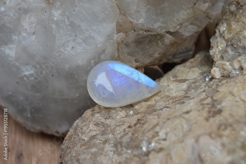 Moonstone mineral on a rocks