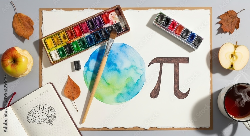 © data - Mathematics art supplies still life.