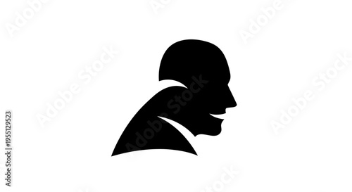 Silhouette of a bald man's head in profile against a white background, evoking a sense of wisdom and contemplation