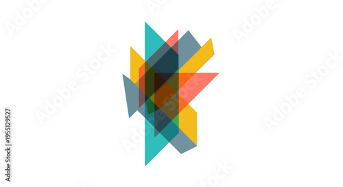 Free Download Abstract Geometric Shapes Overlayed in Teal, Yellow, and Coral on White Background - GFXLoad