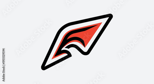 Dynamic abstract graphic design element illustrating a stylized wing or flowing flag shape, symbolizing progress, speed, and modern digital innovation
