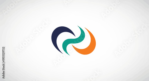 Abstract logo design featuring swirling colorful elements representing a dynamic and fluid motion, perfect for branding and corporate identity projects