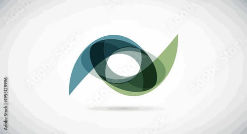 Abstract swirling shapes forming an infinity symbol, representing balance and continuous flow, in a modern graphic design