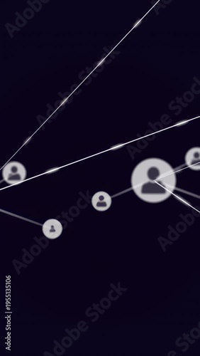 Vertical video: Tech nodes appearing on control, forming glowing network lines showing connections