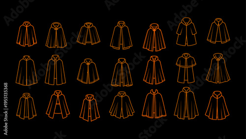 Minimalist Palm Sunday vector collection icon sheet diverse cape cloak designs elegant outlines triumphal entry apparel style concepts religious design asset editable layout art