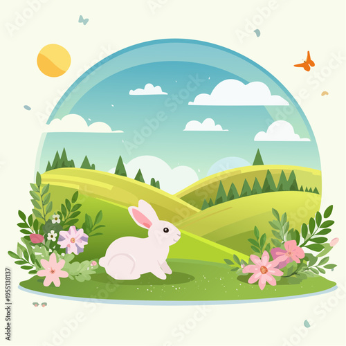 Osterlandschaft mit Hase