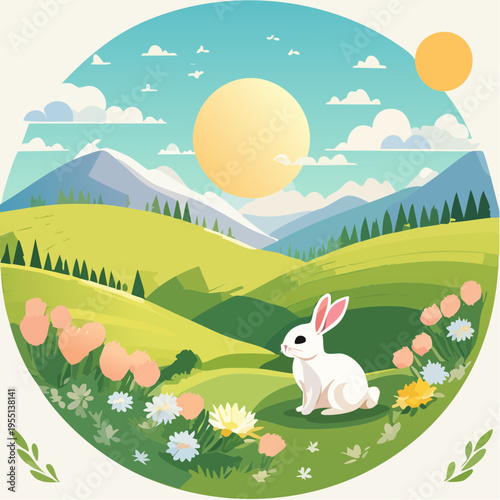 Osterlandschaft mit Hase