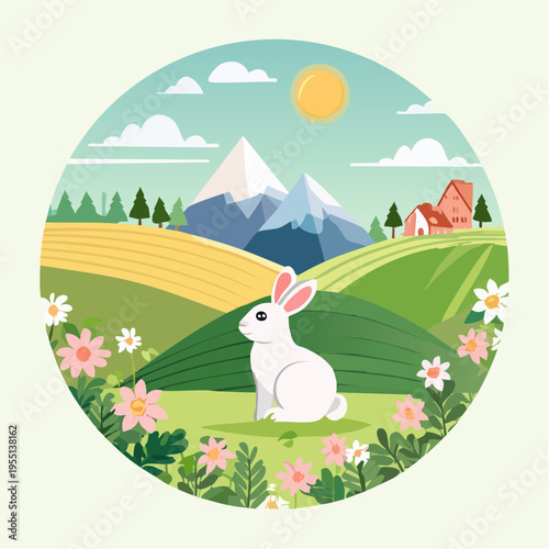 Osterlandschaft mit Hase