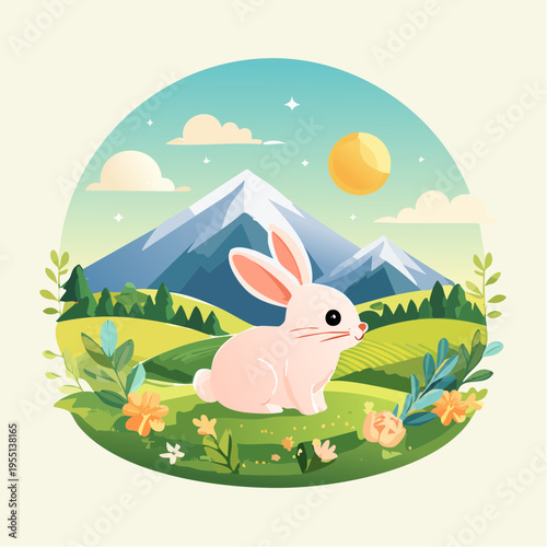 Osterlandschaft mit Hase