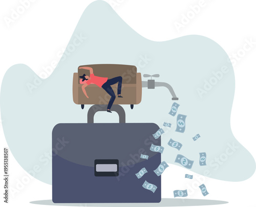 Make money while sleeping, passive income streams with side hustle, dividends, property rental or investment profit concept.person's life situation and his activities.