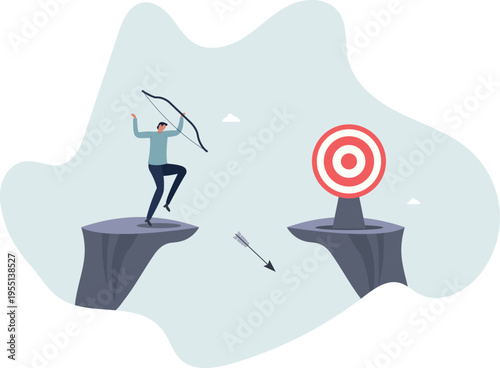 Terribly missed target, failure or mistake, fail to achieve goal, big error or wasted effort concept.person's life situation and his activities.