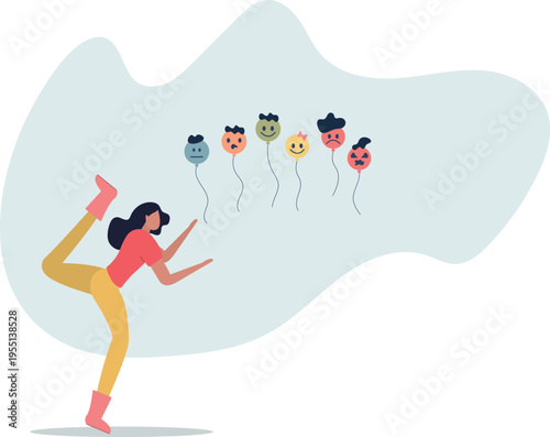 Emotional control and self regulation, stressed management or mental health awareness, feeling and expression concept.human life and situation.