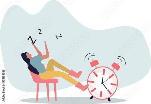 Afternoon slump, laziness and procrastination postpone work to do later, boredom and sleepy work concept.person's life situation and his activities.