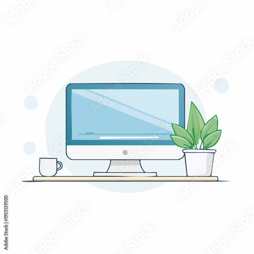 Moderner minimalistischer Home-Office Arbeitsplatz Vektor