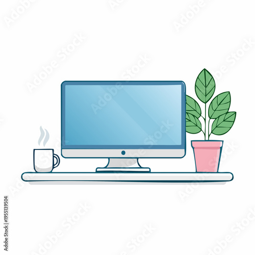 Moderner minimalistischer Home-Office Arbeitsplatz Vektor