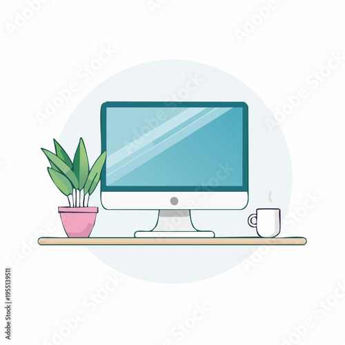 Moderner minimalistischer Home-Office Arbeitsplatz Vektor