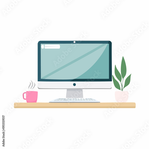 Moderner minimalistischer Home-Office Arbeitsplatz Vektor