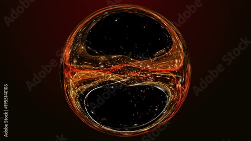 Futuristic video animation with glowing particle sphere object in slow motion, 4096x2304 loop 4K