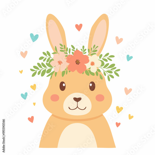Eleganter Hase mit Blumenkranz