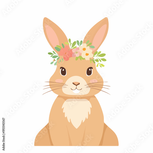 Eleganter Hase mit Blumenkranz