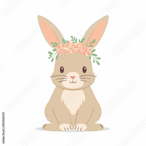 Eleganter Hase mit Blumenkranz