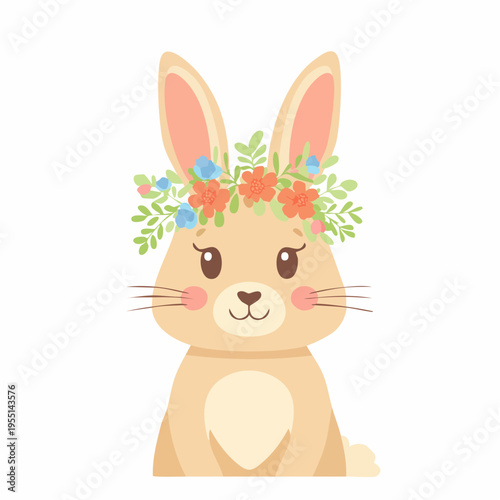 Eleganter Hase mit Blumenkranz