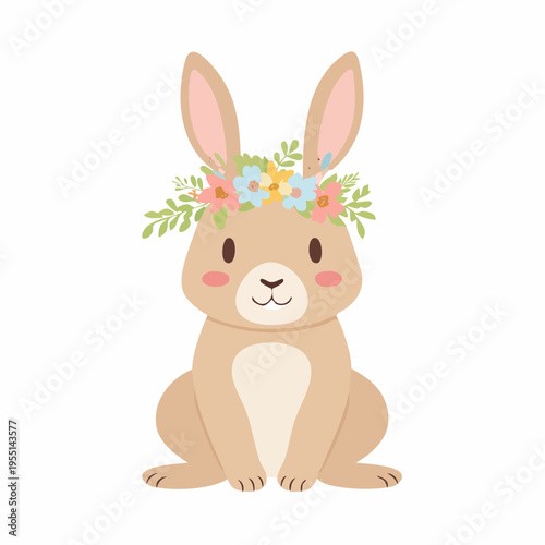 Eleganter Hase mit Blumenkranz