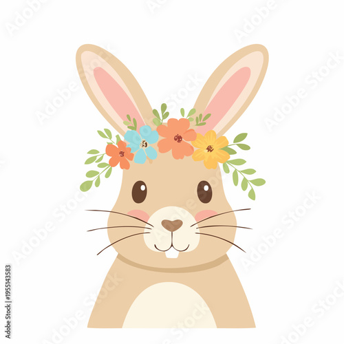 Eleganter Hase mit Blumenkranz