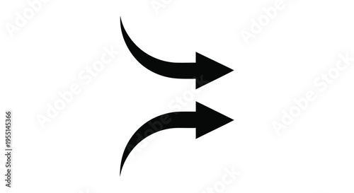 Two black arrows depicting a cyclical or reversible process high quality