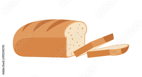 Vector illustration of a fresh baked sliced bread loaf
