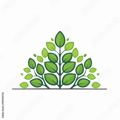 Vibrant green leaves forming a stylized plant or bush