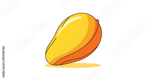 Vibrant yellow and orange mango fruit cartoon illustration isolated
