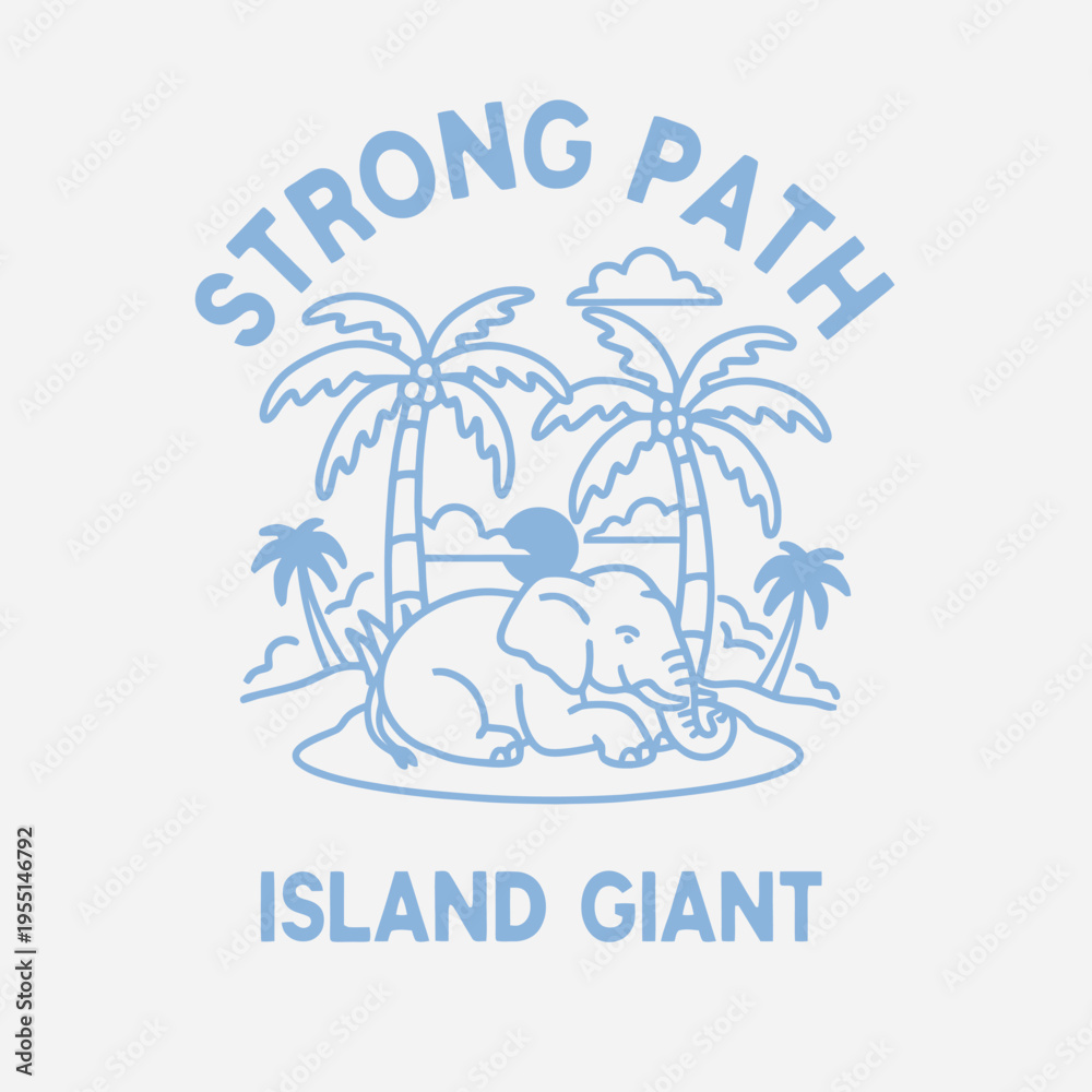 Obraz premium Elephant on island with palm trees.