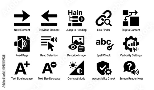 Accessibility icons collection for user-friendly web navigation and adaptive features