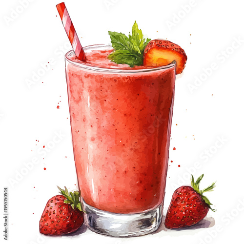 watercolor of Smoothie draw, isolated on a white background.