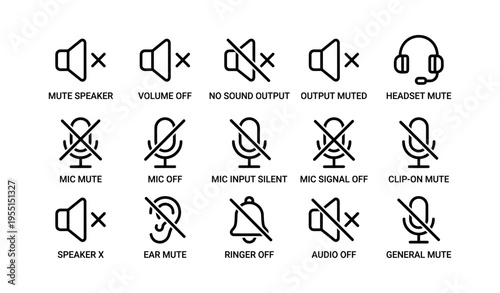 Audio and microphone control icons for sound settings and mute options