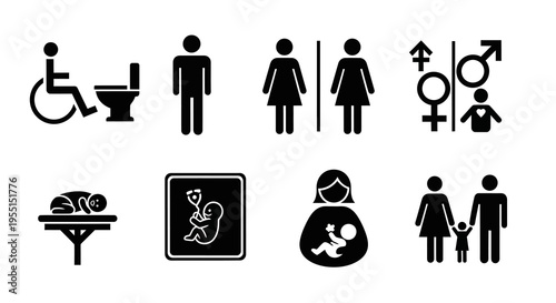 Accessible and inclusive restroom pictograms for public facilities