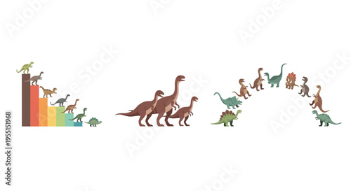 Colorful dinosaur patterns with playful arrangements and unique designs