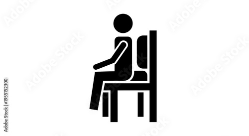Silhouette of a seated person on a chair: simple icon design