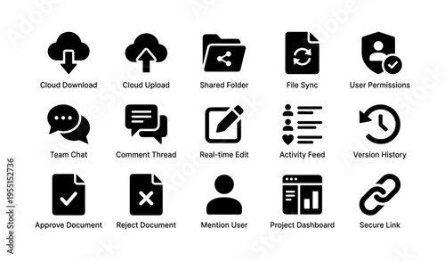 Cloud-based collaboration tools and icons for efficient teamwork and document management