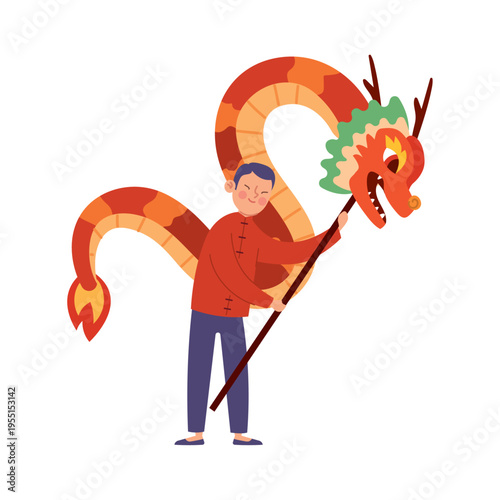 Chinese Man Dragon Dance Festival