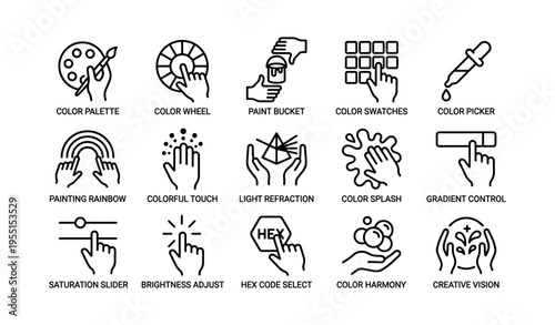 Artistic tools icons for color selection and manipulation